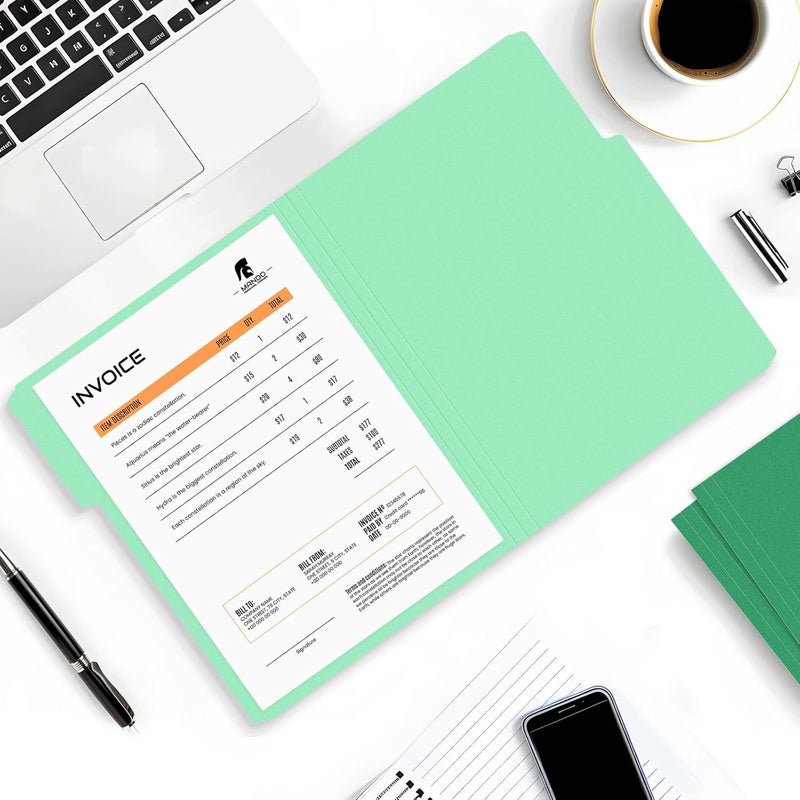 SUNEE File Folders, 36 Pack Manilla Folders 8.5 x 11, Colored File Folders Home Office School Supplies for Documents Files Paper, Green - Image 5